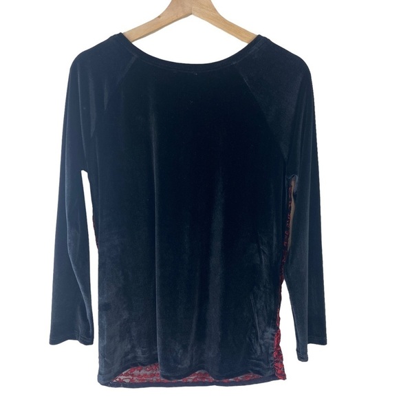 SUNDANCE Velvet Lace Enchantress Top Paisley Long Sleeve Folk Cottage Core Scoop - Picture 4 of 9